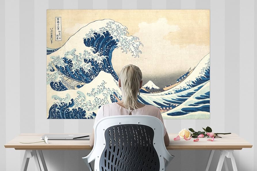 海浪圖 Japanese Art Print - Sea Ocean Wave Boat Painting - Vintage